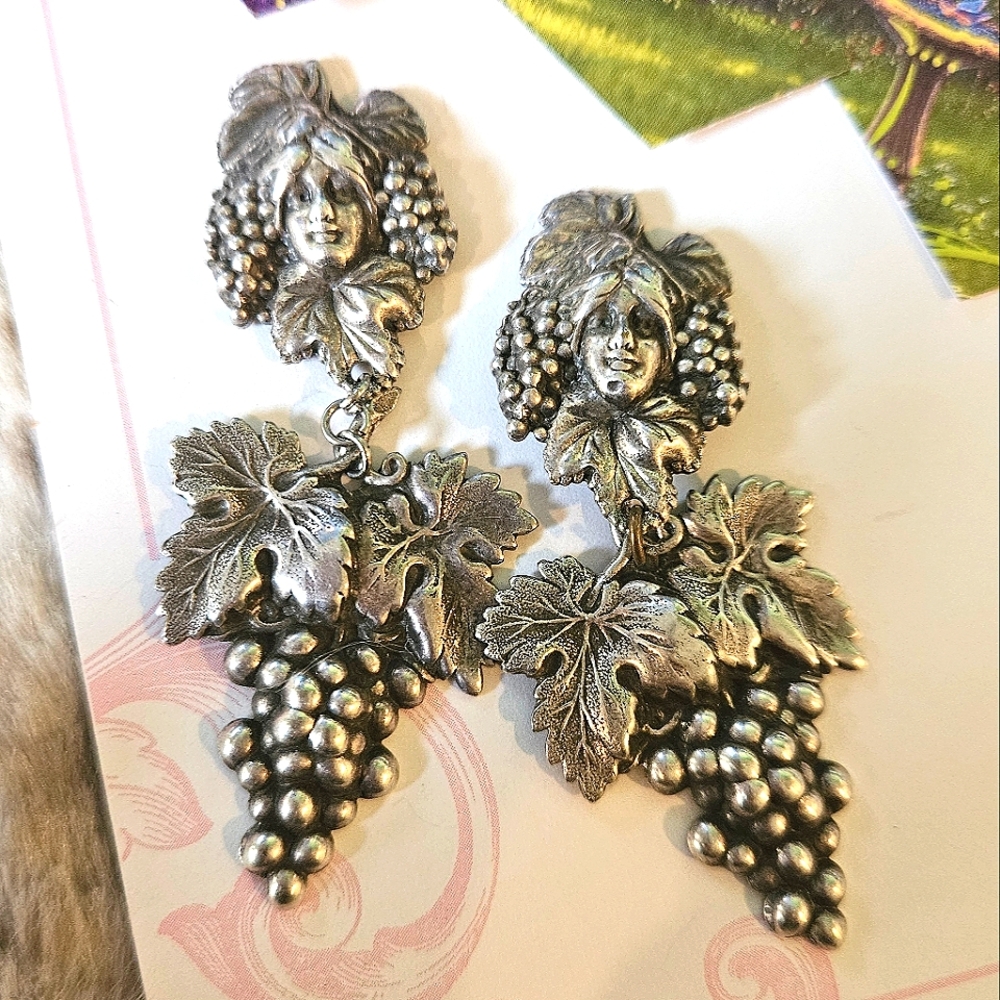 Amazing Vintage Art Nouveau Silver Plated Earrings